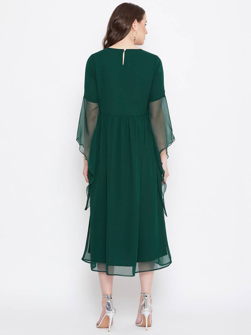 Handmade Sequinned Ruffled Sleeve Dress