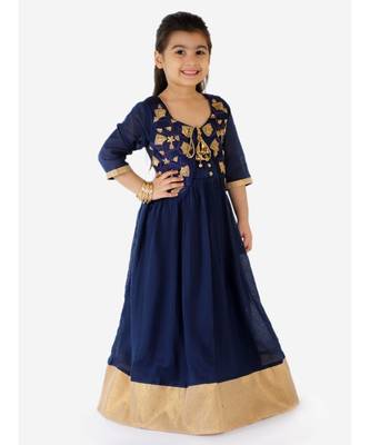 Kid1 Crush Cotton Gown With Embroiderd Jacket 1