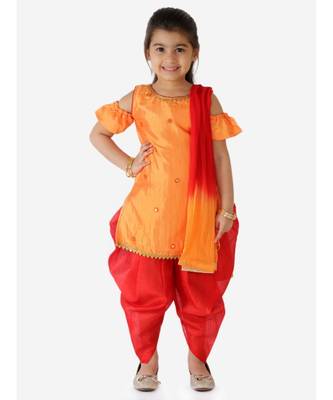 Mirror Work Short Kurti With Dhoti And Dupatta 1