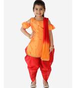 Mirror Work Short Kurti With Dhoti And Dupatta