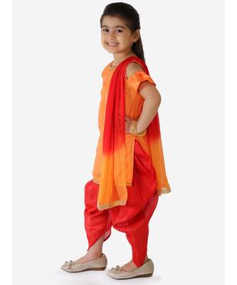 Mirror Work Short Kurti With Dhoti And Dupatta 4
