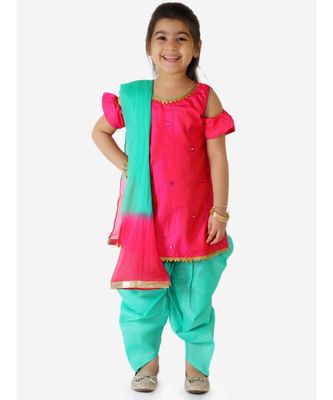 MIRROR WORK SHORT KURTI WITH DHOTI AND 