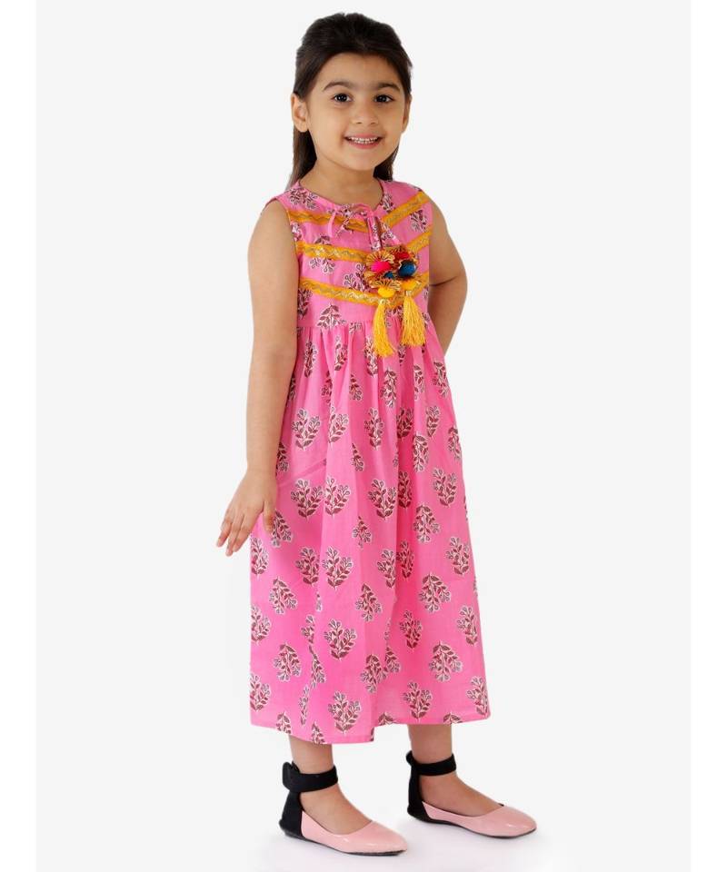 Zui Block Print With  Tassel Long Dress