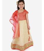 Kid1 Serena Gold Thread Embroidered Top With Jaquard Lehenga And Net  Dupatta