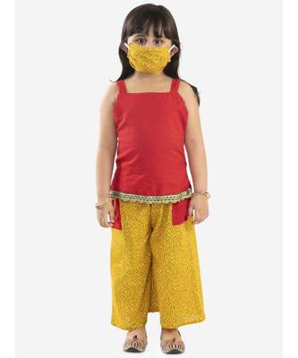 Kid1 Top Plazzo Set With Face Mask 1