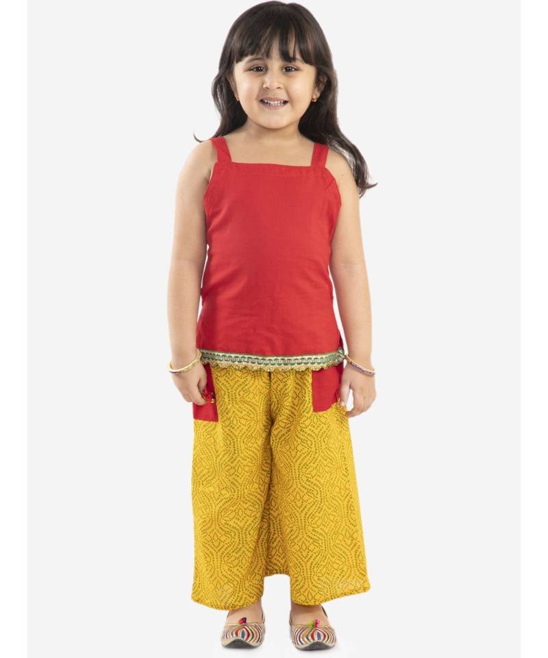 Kid1 Top Plazzo Set With Face Mask