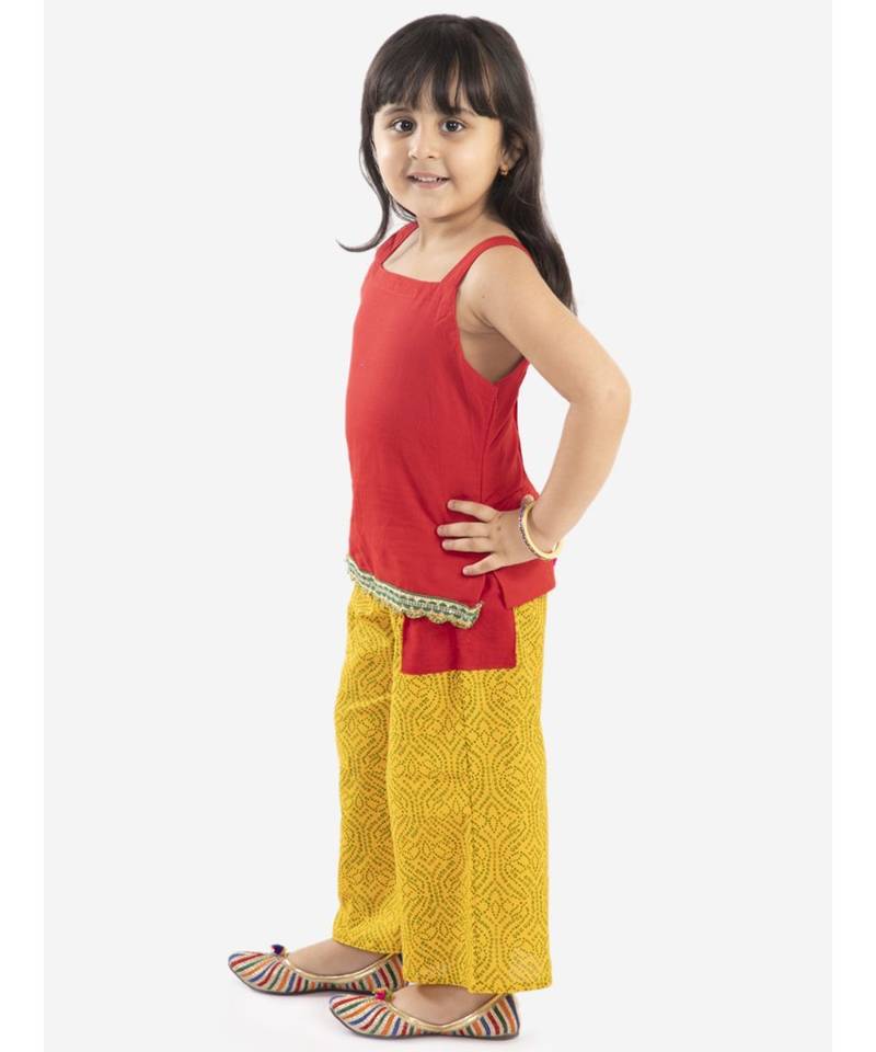 Kid1 Top Plazzo Set With Face Mask