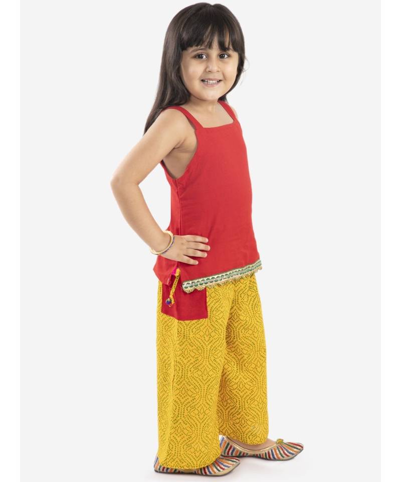 Kid1 Top Plazzo Set With Face Mask