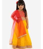 Lara Embroidered Choli With Bandhani Chiffon Lehenga