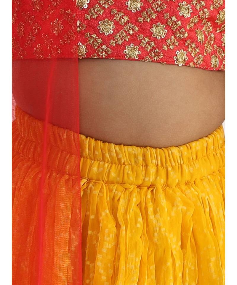 Lara Embroidered Choli With Bandhani Chiffon Lehenga