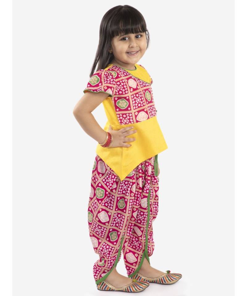 KID1 Anaya peplum top with bandhani print dhoti