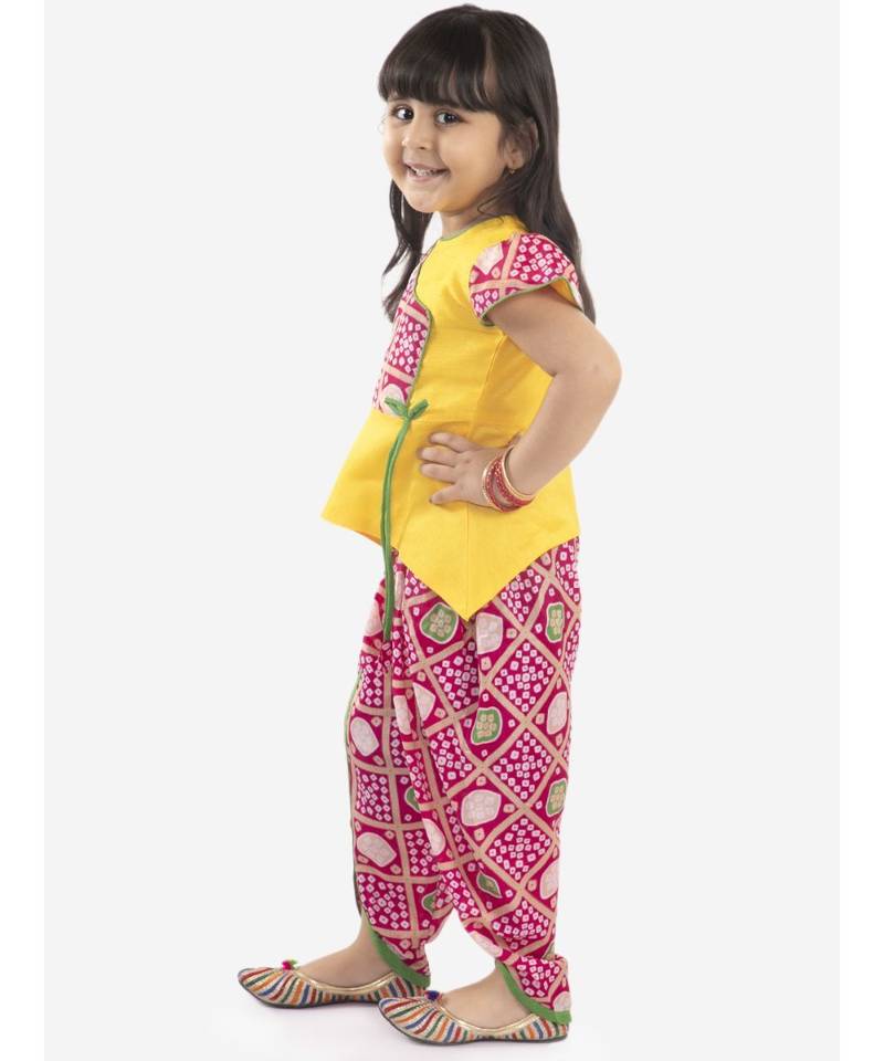 KID1 Anaya peplum top with bandhani print dhoti