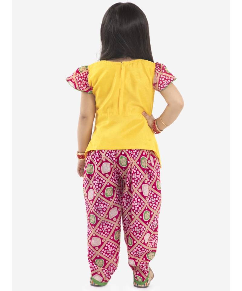 KID1 Anaya peplum top with bandhani print dhoti