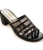 Black Transparent Block Heels For Women By Trends & Trades 