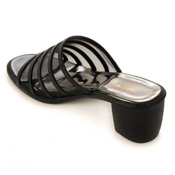 Black Transparent Block Heels For Women By Trends & Trades  3