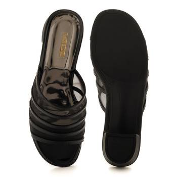 Black Transparent Block Heels For Women By Trends & Trades  4
