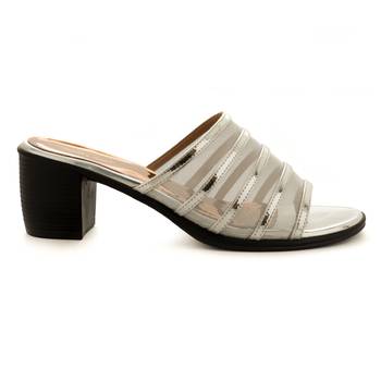 Silver Transparent Block Heels For Women By Trends & Trades  2