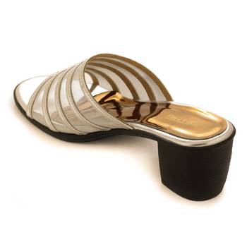 Silver Transparent Block Heels For Women By Trends & Trades  3