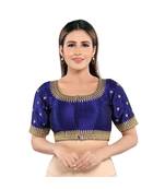 Mulbury Silk Padded Round Neck Navy-Blue Blouse