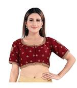 Mulbury Silk Padded Round Neck Maroon Blouse