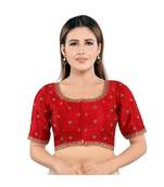 Mulbury Silk Padded Round Neck Red Blouse