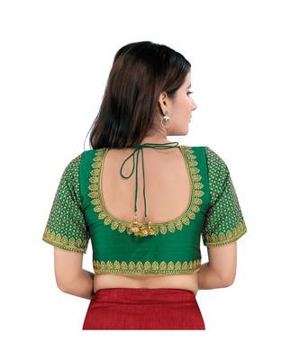 Mulbury Silk Padded Round Neck Green Blouse 2