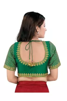 Mulbury Silk Padded Round Neck Green Blouse