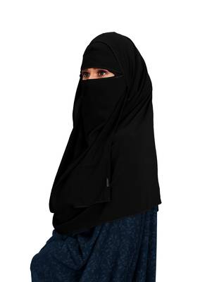 JSDC Women Casual Wear Islamic Plain Instant Hijab + Niqab Style Bubble Georgette Veil Scarf 4