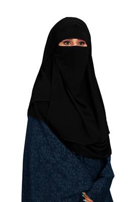 JSDC Women Casual Wear Islamic Plain Instant Hijab + Niqab Style Bubble Georgette Veil Scarf 5