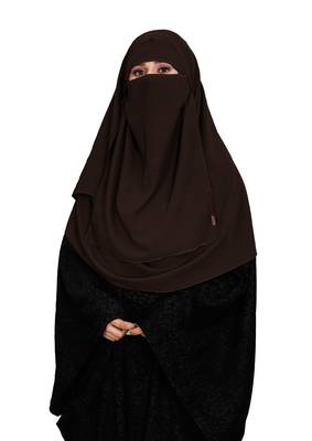 JSDC Women Daily Wear Islamic Plain Instant Hijab + Niqab Style Bubble Georgette Veil Scarf 2