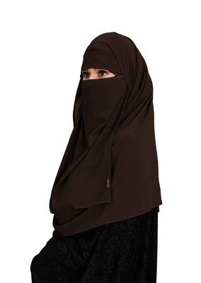 JSDC Women Daily Wear Islamic Plain Instant Hijab + Niqab Style Bubble Georgette Veil Scarf 4
