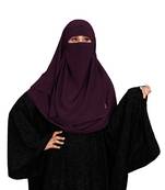 JSDC Women Modest Wear Islamic Plain Instant Hijab + Niqab Style Bubble Georgette Veil Scarf