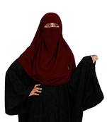 JSDC Women Outdoor Wear Islamic Plain Instant Hijab + Niqab Style Bubble Georgette Veil Scarf