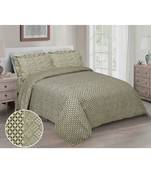 Cotton Green Printed  Double Bed King Size Bed Sheet With Pillow Cover