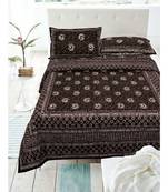 Cotton Green Dabu Print  Double Bed King Size Bed Sheet With Pillow Cover
