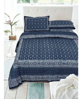Cotton Grey  Dabu Print  Double Bed King Size Bed Sheet With Pillow Cover 1