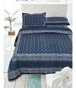 Cotton Grey  Dabu Print  Double Bed King Size Bed Sheet With Pillow Cover