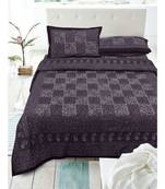 Cotton Purple  Dabu Print  Double Bed King Size Bed Sheet With Pillow Cover