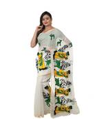 Martliner Self Design Solid Woven Tant Cotton Silk Saree