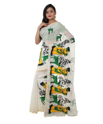 Martliner Self Design Solid Woven Tant Cotton Silk Saree 2