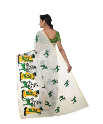 Martliner Self Design Solid Woven Tant Cotton Silk Saree 3