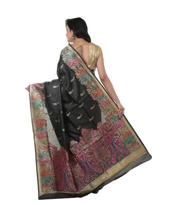 Martliner Self Design Solid Woven Bollywood Art Silk Saree 3