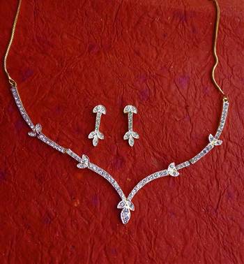 Designer silver American Diamond Necklace set for women and Girls 3