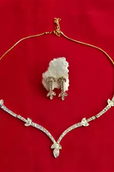 Designer silver American Diamond Necklace set for women and Girls