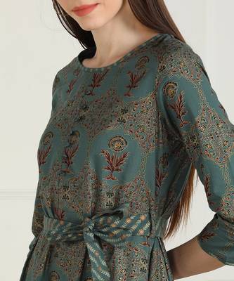 Navy printed viscose rayon maxi-dresses 2