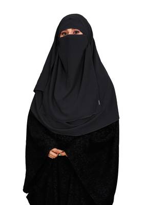 JSDC Women Occasion Wear Islamic Plain Instant Hijab + Niqab Style Bubble Georgette Veil Scarf  2