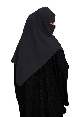 JSDC Women Occasion Wear Islamic Plain Instant Hijab + Niqab Style Bubble Georgette Veil Scarf  5
