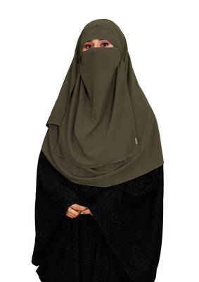 JSDC Women Party Wear Islamic Plain Instant Hijab + Niqab Style Bubble Georgette Veil Scarf 2
