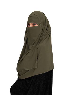 JSDC Women Party Wear Islamic Plain Instant Hijab + Niqab Style Bubble Georgette Veil Scarf 4