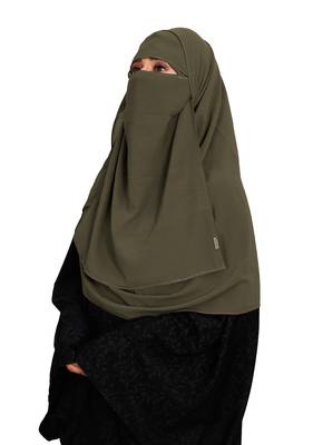JSDC Women Party Wear Islamic Plain Instant Hijab + Niqab Style Bubble Georgette Veil Scarf 5